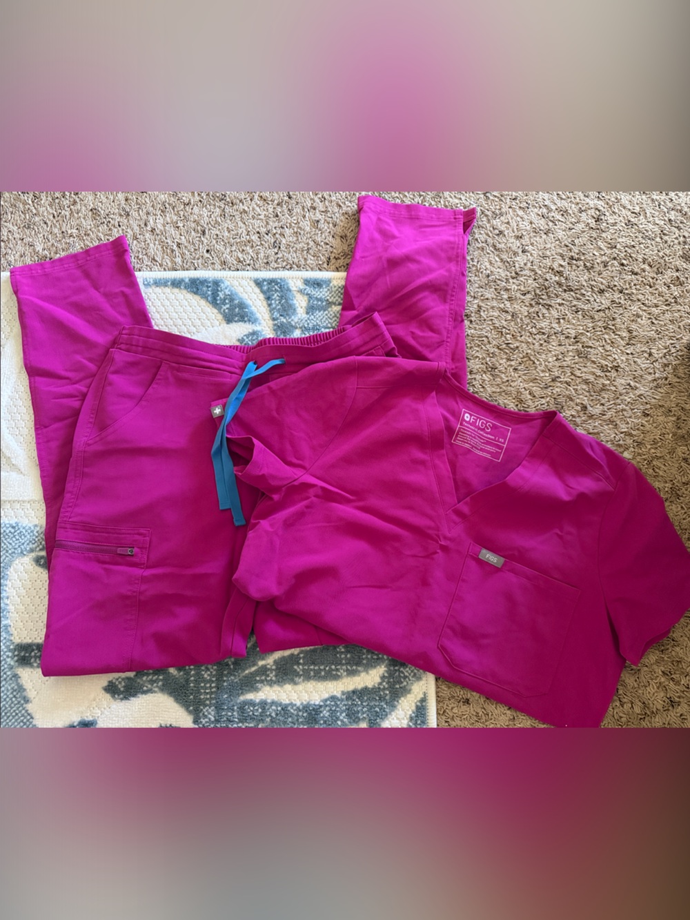 Figs Fuchsia Scrub Top and Pants Set